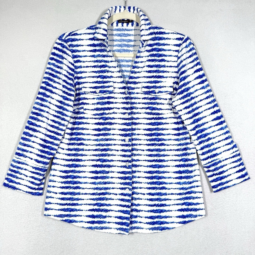 J McLaughlin Top Size XS Brynn Lyford Jersey 3/4 Sleeve Button Up Catalina Cloth